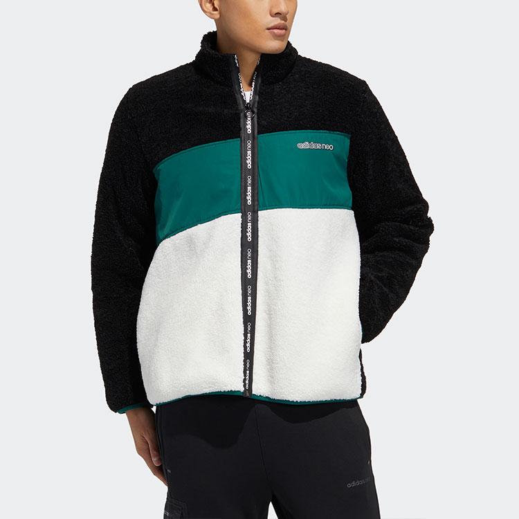 Adidas Neo Branded Logo Varsity Jacket Men Outerwear Black Han-Jade-White GU0840