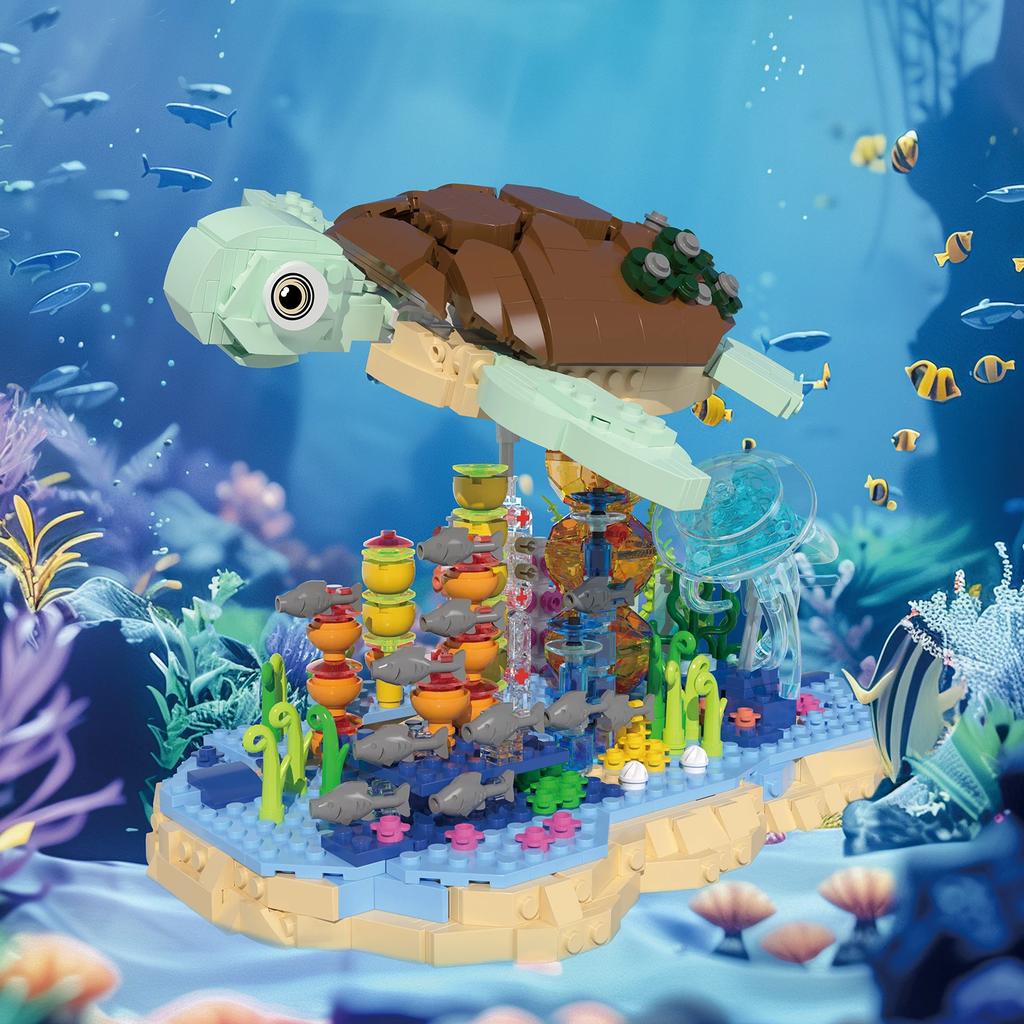1091PCS Sea Turtle Underwater World Scene Building Blocks Animal Model Bricks Desktop Decoration Kids Educational Toys Gifts