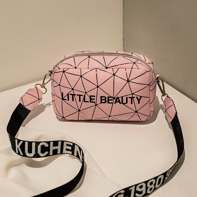 Women's Bag Summer Colorful Geometric Rhombus Printing Letter Webbing Camera Mobile Phone Bag Shoulder Oblique Tide
