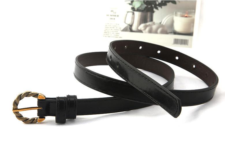 Stylish Women s Retro Serpentine Buckle Thin Waist Belt Long Shirt Dress Sweater Fashion Pu Belt Oval Buckle Needle Buckle Black