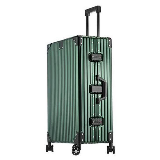 20" Aluminum-Magnesium Alloy Trolley Case - Unisex Metal Travel & Business Suitcase with Leather Accents