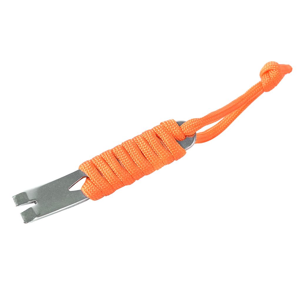 Stainless Steel Pocket Pry Bar with Paracord MultiPurpose Mini Crowbar Crank Scraper(Orange )
