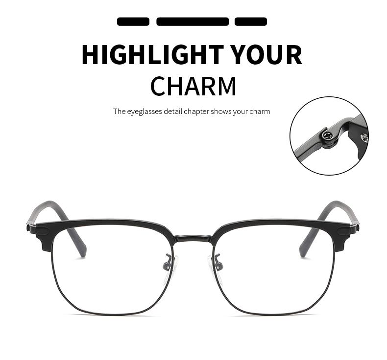 Retro Eyebrow Glasses Frame Anti Blue Light Myopia Eyeglasses Casual Half Frames Men Design Classic Flat Light Glasses Female