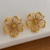 Elegant Retro Metal Flower Studs Earrings Hypoallergenically Alloy Lightweight Comfort Jewelry Accessories Gift