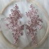 Pair of Floral Lace Applique Patches Embroidered Iron-On Decoration for Wedding Dress DIY Crafting - White