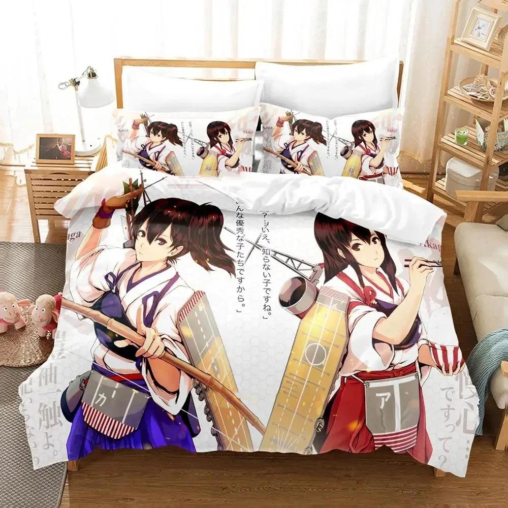3D Anime Kantai Collection Bedding Set Boys Girls Twin Queen Size Duvet Cover Pillowcase Bed Kids Adult Fashion Home Textiles