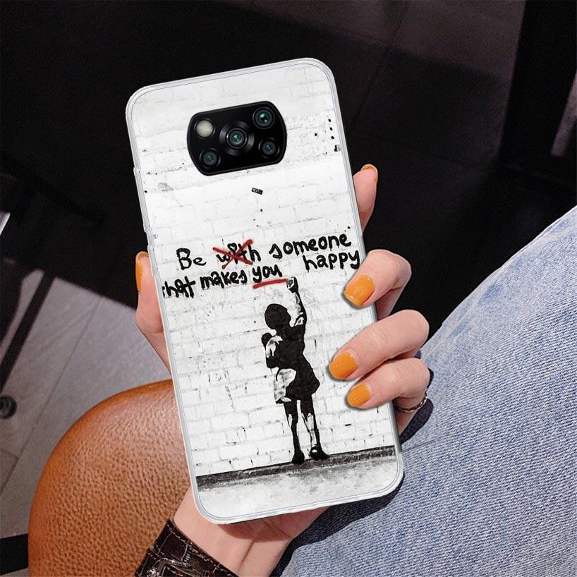 Street Art Banksy Graffiti Phnoe Case for Xiaomi Poco X5 X6 X7 Pro X4 Gt F7 Ultra M8 M7 Redmi 15C 15 13C 13 12C 12 Unique Cover