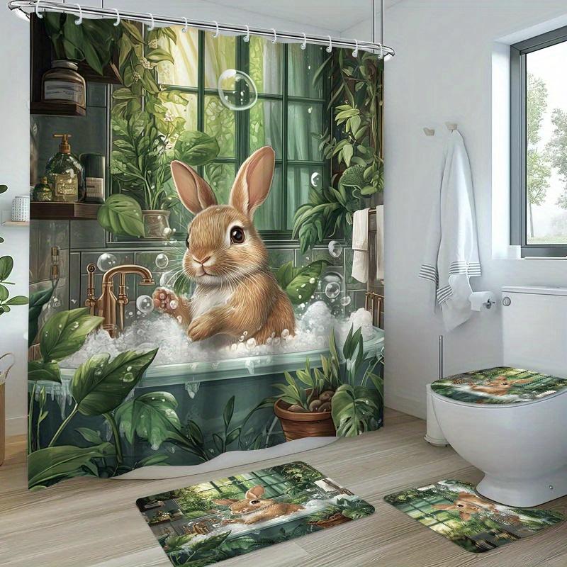 

1/4 шт. Весенний пасхальный день водонепроницаемый комплект занавесок для душа декоративный набор для ванной комнаты нескользящий коврик для унитаза коврик для ванной и 12 крючков Shower Curtain 70.87*70.87inch