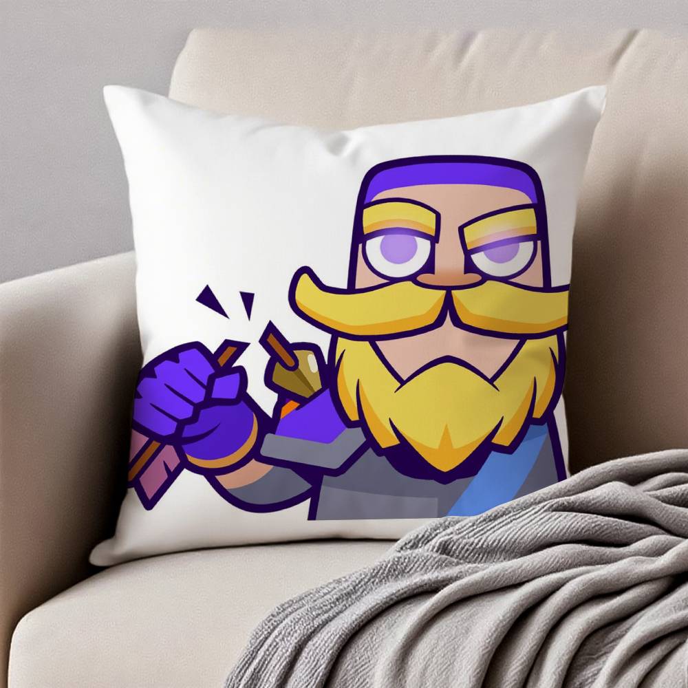 Anime C-Clash R-Royale Pillow Case Anti-dustmite Pillowcase Invisible Zipper Silky Short Plush Sofa Cushion Cover