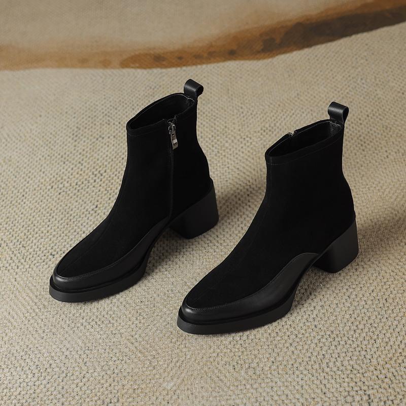 Fashion AIYUQI 2025 New Women's Short boots Genuine Leather Chunky Heel High Heel Boots female Large Size Pointed Toe Women Ankle Boots