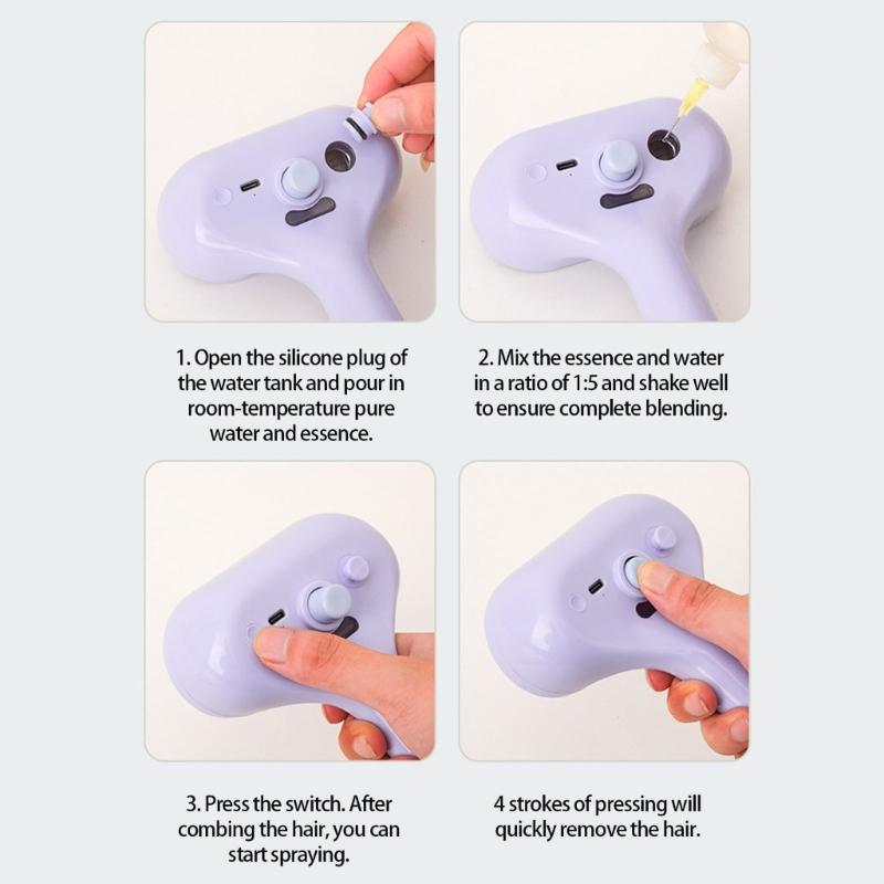 Portable Rechargeable Pet Hair Brush Gentle Soothing Steams Technology for Various Coat Type