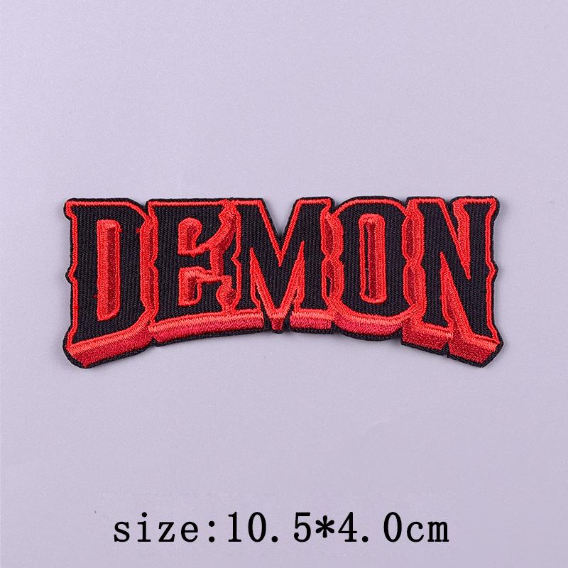 Red Heart Patch Iron On Patches On Clothes Fire Punk Skull Embroidered Patches For Clothing Hook Loop Patch For Clothes Stickers