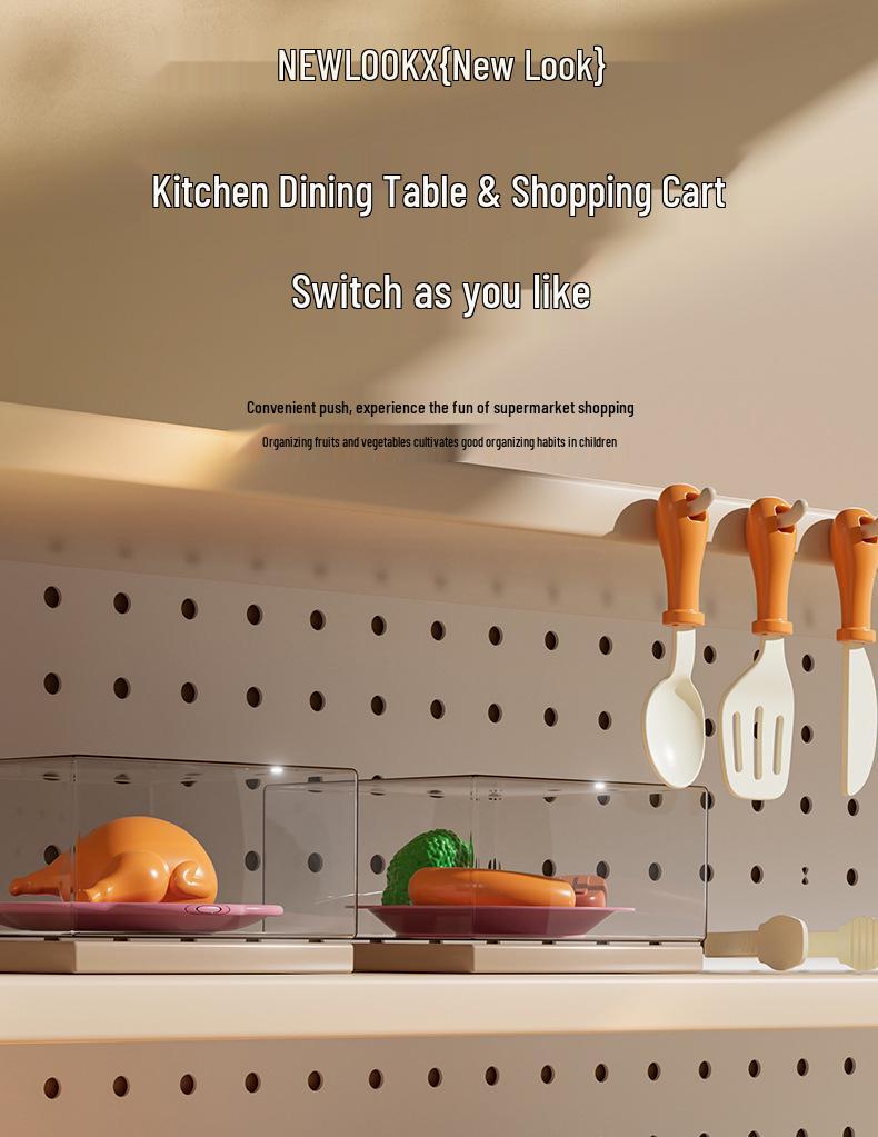 Mini Kitchen Playset: Pretend Play Shopping Cart & Cooking Toys for Kids