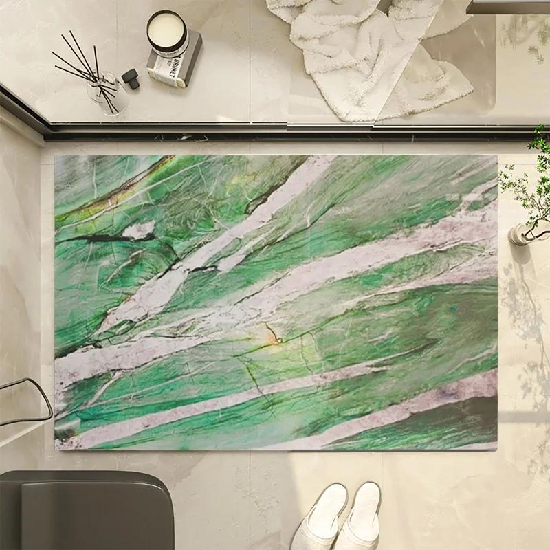 Bathroom anti slip absorbent mat with luxurious marble pattern toilet quick drying floor mat bathroom rug toilet mat