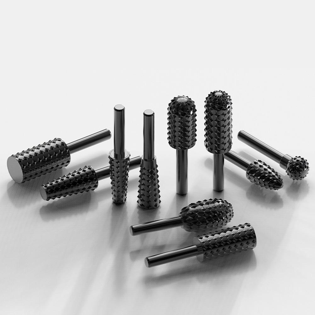 10Pcs Rotary Burr Bit File Rasp Grinder Carving Set Round Shank Wood Bits Woodworking Rotary File Milling Cutter Rotary Tool