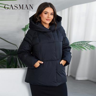 GASMAN 2024 Fashion Down Jacket Women Plus Size Short Casual Hooded Big Pocket Parkas Female Multicolor Coat Outwear D88595