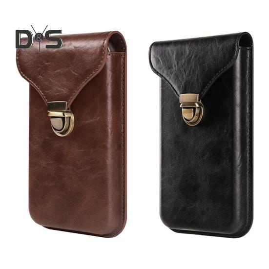 Mobile Phone Belt Bag Cellphone Holster for Blet Smooth Faux Leather Snap Closure Solid Color Regular Fit Portable Men Belt Pouch