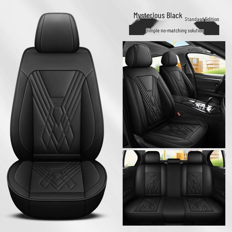 Universal Full Leather Car Seat Covers for All Seasons - Five Seats, Full Coverage with Backrest Cushion