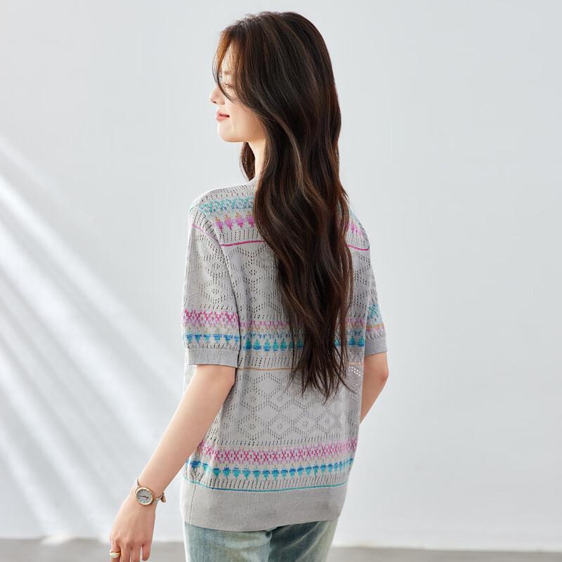 CARBAMMI Women's V-Neck Short Sleeve Knit Cardigan