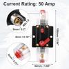uxcell Car Circuit Breaker with Manual Reset Inline Fuse Holder Protection DC - 48V 50A Black Red 1 Set