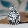 Classic New In Vintage   National Style Engraved Lotus Flower Droplet Drop Pendant Necklace Keel Chain Charm Jewelry