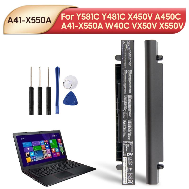 

НОВАЯ Сменная батарея для ASUS Y581c Y481c X450v X550v A41-X550a W40c A450VB A450VC A450VE A550C A450C A41-X550A Аккумулятор для ноутбука 2950 мАч