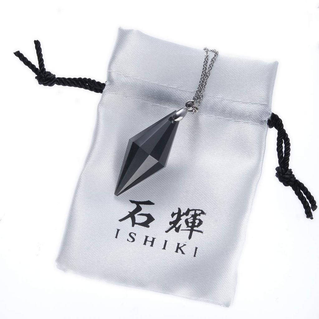 Natural Obsidian Point Pendant Necklace Pendulum for Dowsing 530 [Seki-Kira]