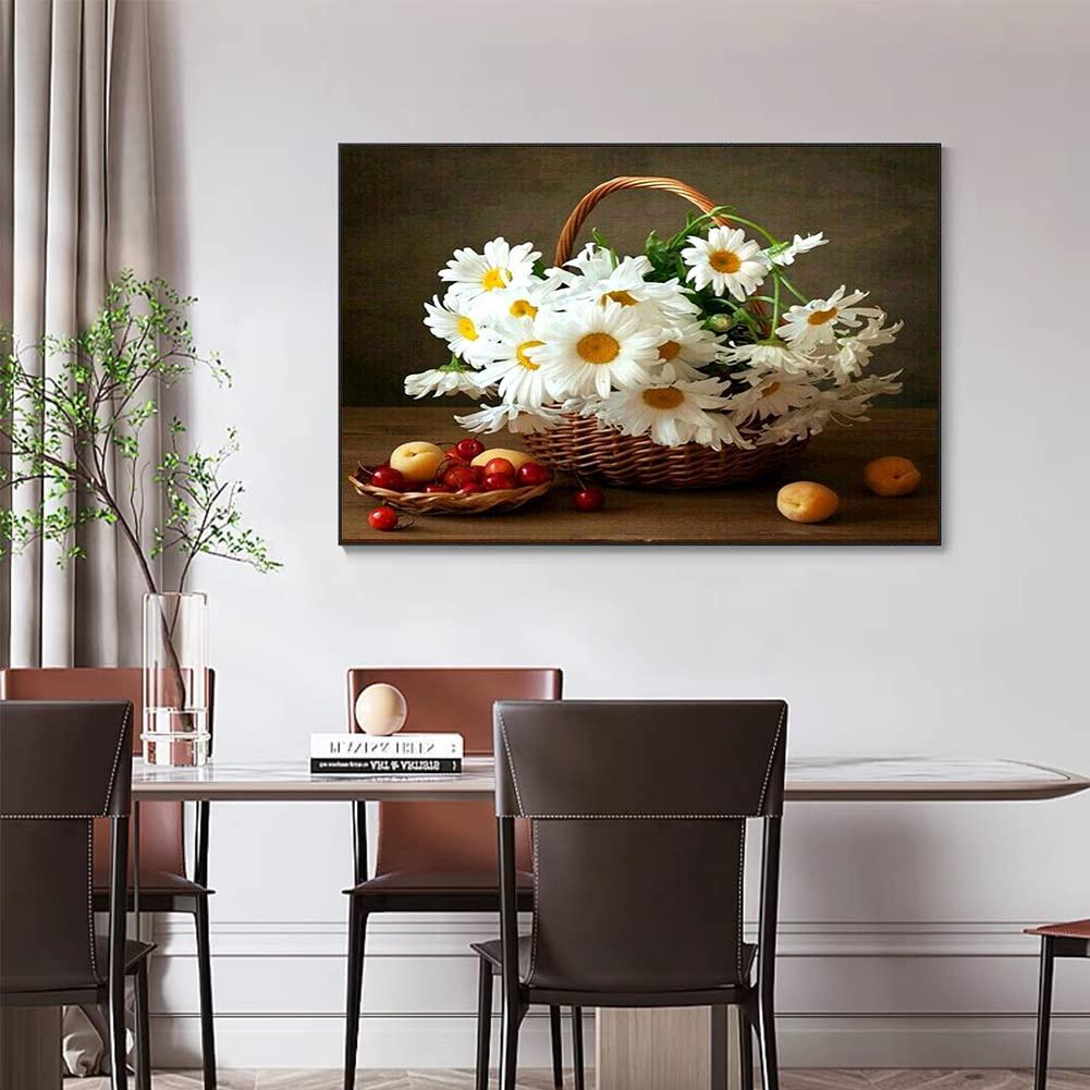 

5D Diy Алмазная картина Хризантемы в корзине Набор для вышивки крестом Полная алмазная вышивка Мозаика Искусство Картина из стразов Декор Подарок Full Round 20x30cm