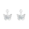 Fresh And Sweet Gradual Change Blue Butterfly Pearl Earrings Mori Cute Simple Stud Earrings Temperament Light Luxury High-End Earrings