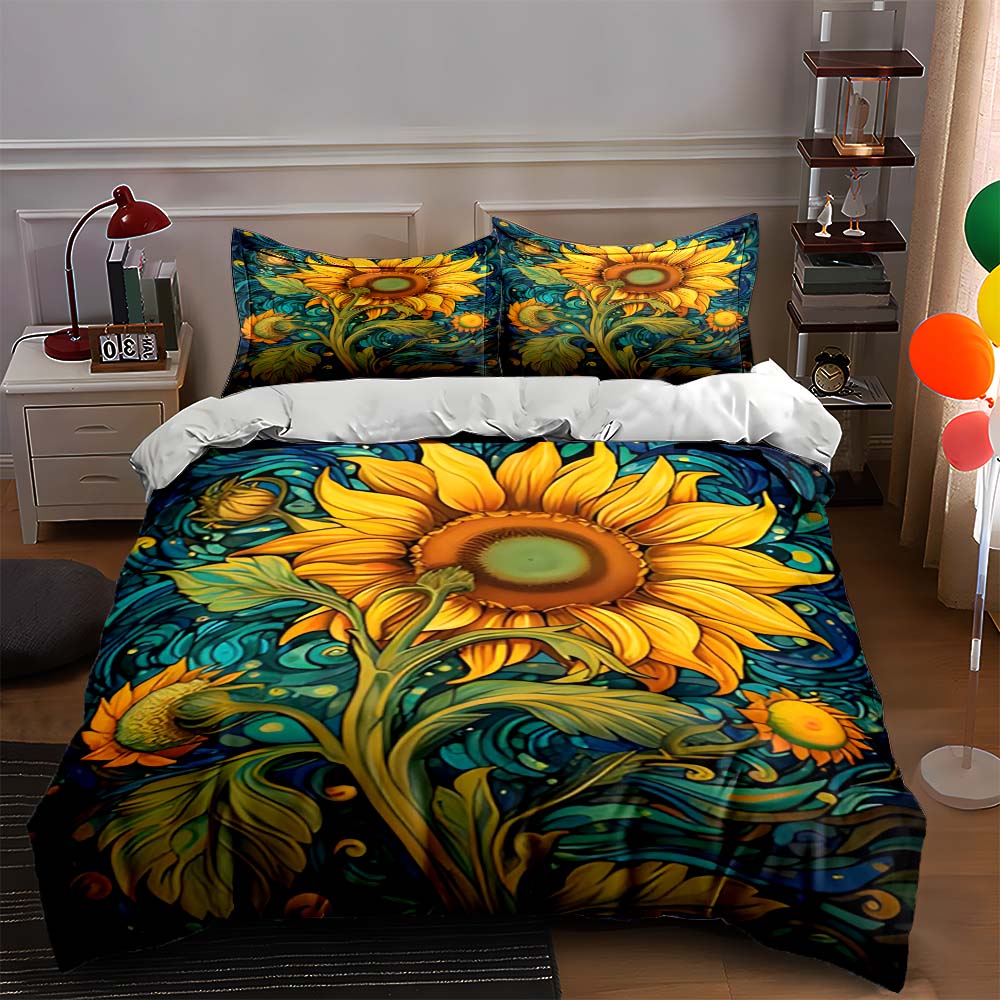 

Vivid sunflower design. Bedding Duvet cover sets Duvet covers Pillowcases gifts (1 * Duvet Cover 2 * Pillowcases, without duvet insert) 135x200cm