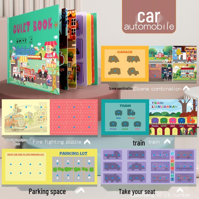 

Монтессори Тихая Книга: Познавательная головоломка и координация рук и глаз с многоразовыми наклейками на липучках для раннего развития