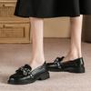 College Style Small Leather Shoes Women's Shallow Mouth Round Bow Single Shoes Two Wear Women's Shoes