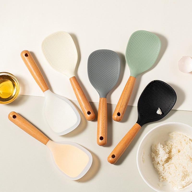 1Pz Cucchiaio per Riso in Silicone Resistente al Calore Silicone per Alimenti Pala per Riso Antiaderente Utensile da Cucina per Cuociriso Cucchiaio per Riso Domestico