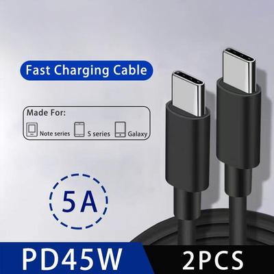 Per SAMSUNG 2PCS PD 45W 5A Cavo USB C per Samsung Galaxy S22 S23 S24 S21 S20 Ultra Note 20 10 A53 A54 A53 A34 14 A72 Cavo dati di ricarica rapida USB C