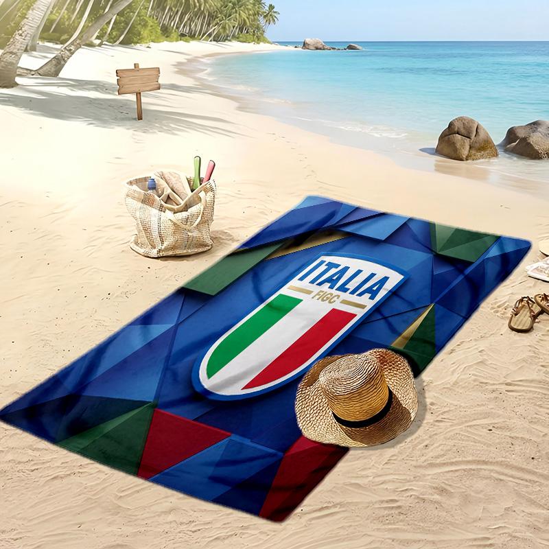Asciugamano da Spiaggia Stampa Calcio Italia Asciugatura Rapida Super Assorbente Morbido Asciugamano da Bagno per Nuoto Spiaggia Viaggio Souvenir Regalo per Fan
