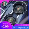 Für Alfa Romeo 2 Stück Auto Carbon Leder Wasserbecherunterlage Geräuschdämpfende Untersetzer-Matte Für Alfa Romeo Giulia Stelvio 156 Tonale Brera Giuli