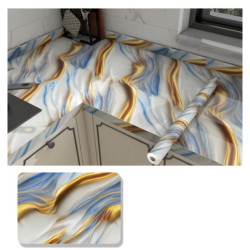 Imitation Marble Thickend Self-adhesive Kitchen Cooktop Protective Film Marble Desktop Film High Temperature Oil Resistant Sticker