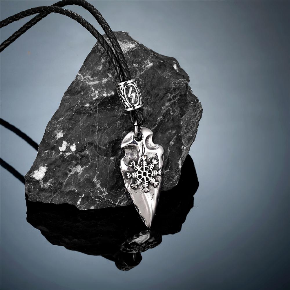 İskandinav Mitolojisi Mızrak Gungnir Viking Kalkanı Kolyeler Erkekler Paslanmaz Çelik Öz Savunma Muska Rün Vegvisir İskandinav Takıları