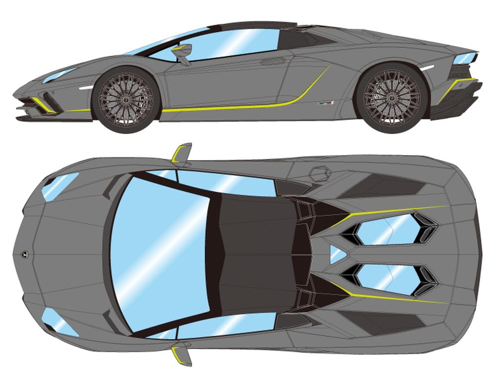 EIDOLON COLLECTION Lamborghini Aventador S Roadster Japan Limited Edition 2021 Grigio Stripe Finish EM598C Make-Up 1/43 Vulcano/Green