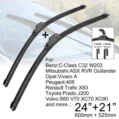 Auto Frontscheibenwischerblätter 24" + 21" J Haken U-Typ Universal für Honda Benz Mitsubishi Opel Toyota Volvo