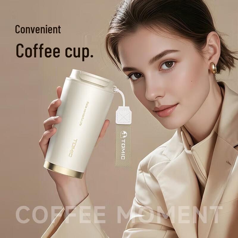 TOMIC Portable Insulated Coffee Cup with Straw