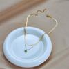 Gold Plated Stainless Steel Double Layer Snake Chain Necklace with Turquoise Pendant for Women