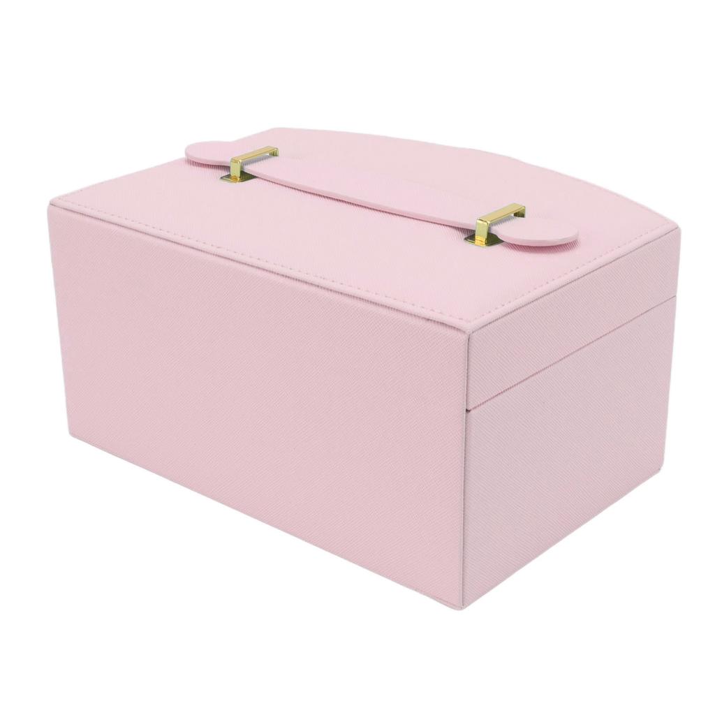 Travel Jewelry Case Portable 2 Layers PU Leather Jewelry Storage Holder Box with Clasp and Handle for Earrings Necklace