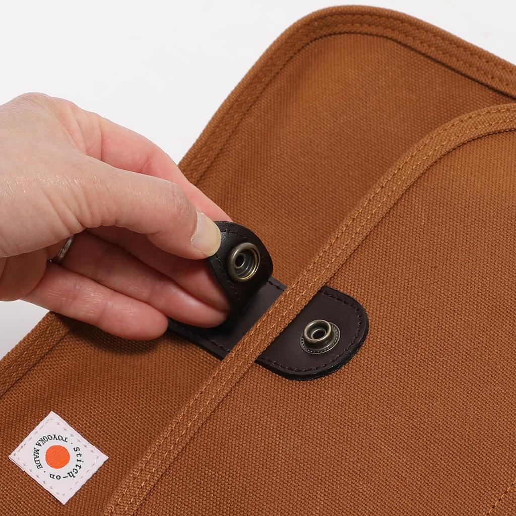 Stitch On Canvas Shoulder Bag, Horizontal Flap Shoulder Bag, Camel