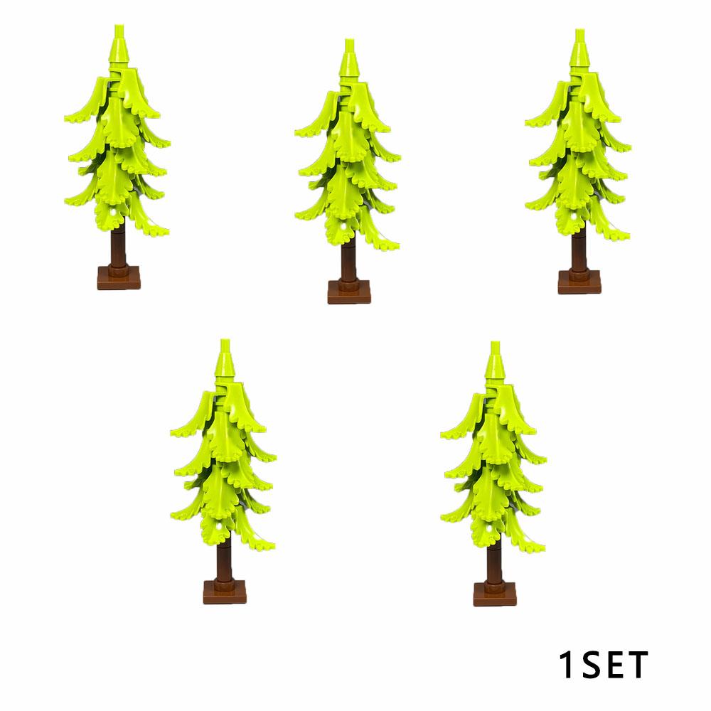 DIY Pine Tree Model Kit - Snowy Christmas Tree Street Forest Compatible with Building Blocks & Assemble Particles