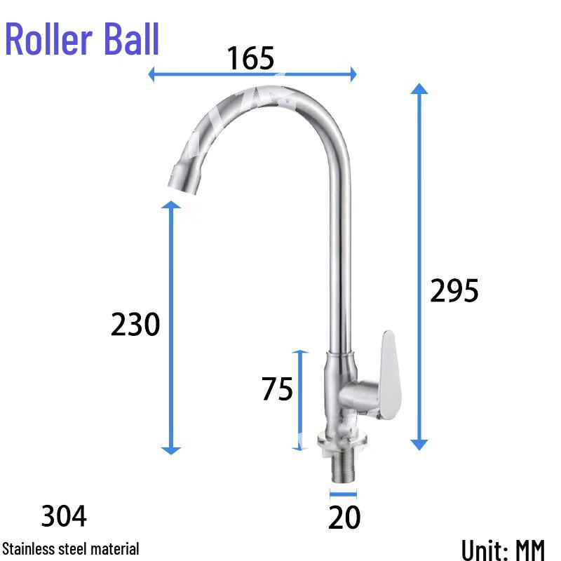 NASHIDA 304 Stainless Steel Gooseneck Single Cold Kitchen Faucet