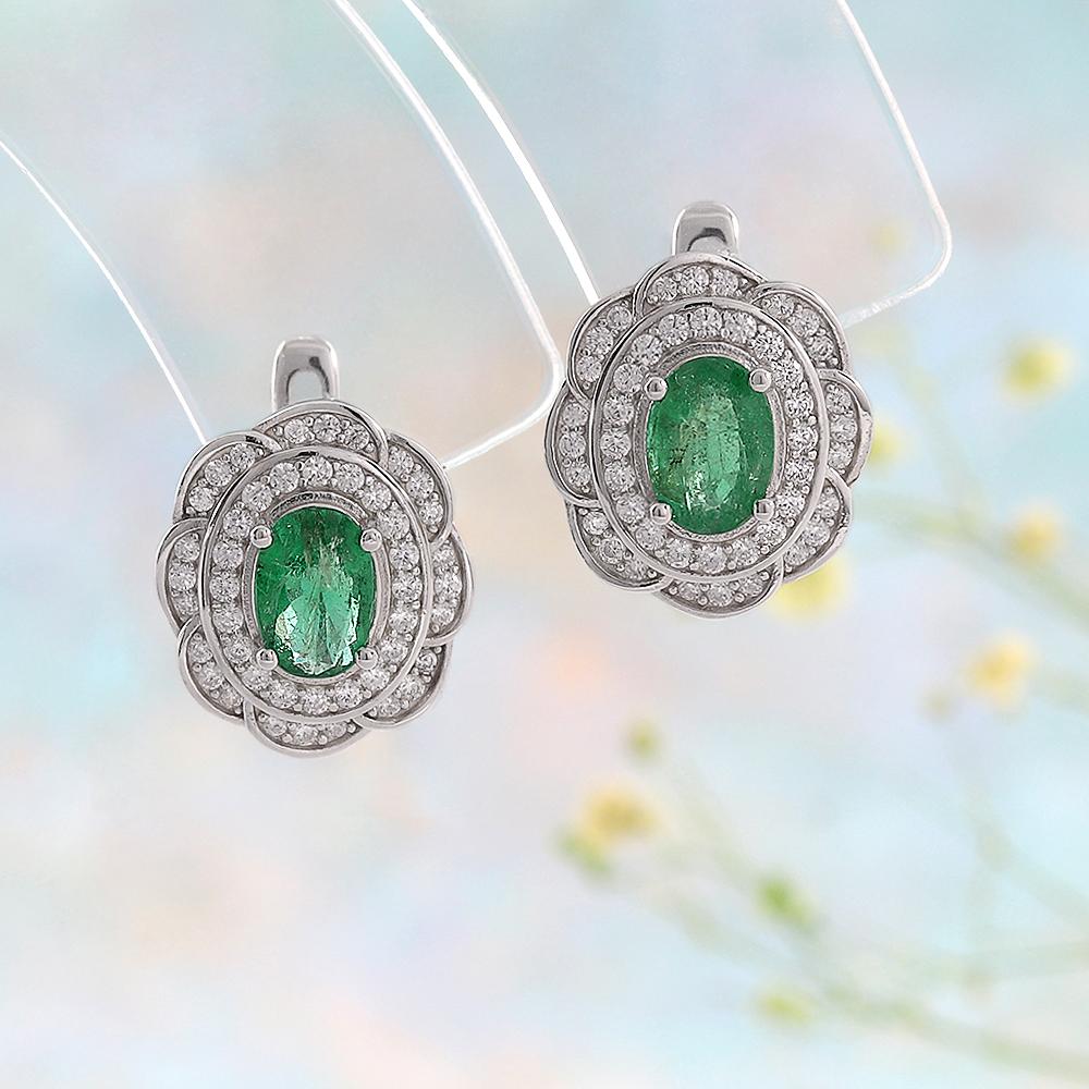 Elegant 925 Sterling Silver Earrings May Birthstone Natural Oval 5*7mm zambia emerald Fine Jewelry for women's party gifts