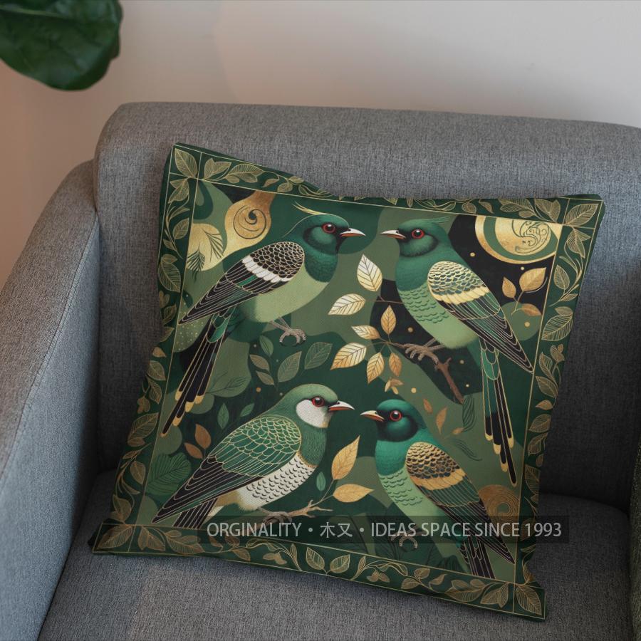 2D Stylish Birds Design Decorative Throw Pillow Pattern Cushion Cover Suitable For Sofa Bedroom Car Pillow Cover