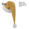 Sparkly Christmas Performance Hats Long Santa Hat for Party, Sequin Plush Xmas Comfortable Trim with Fur Ball Adults, Festive Holiday Costume