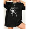 Übergroßes T-Shirt Schwarz Spinnen- und Battlekid-Print Lässiges Streetwear-Oberteil für Damen
